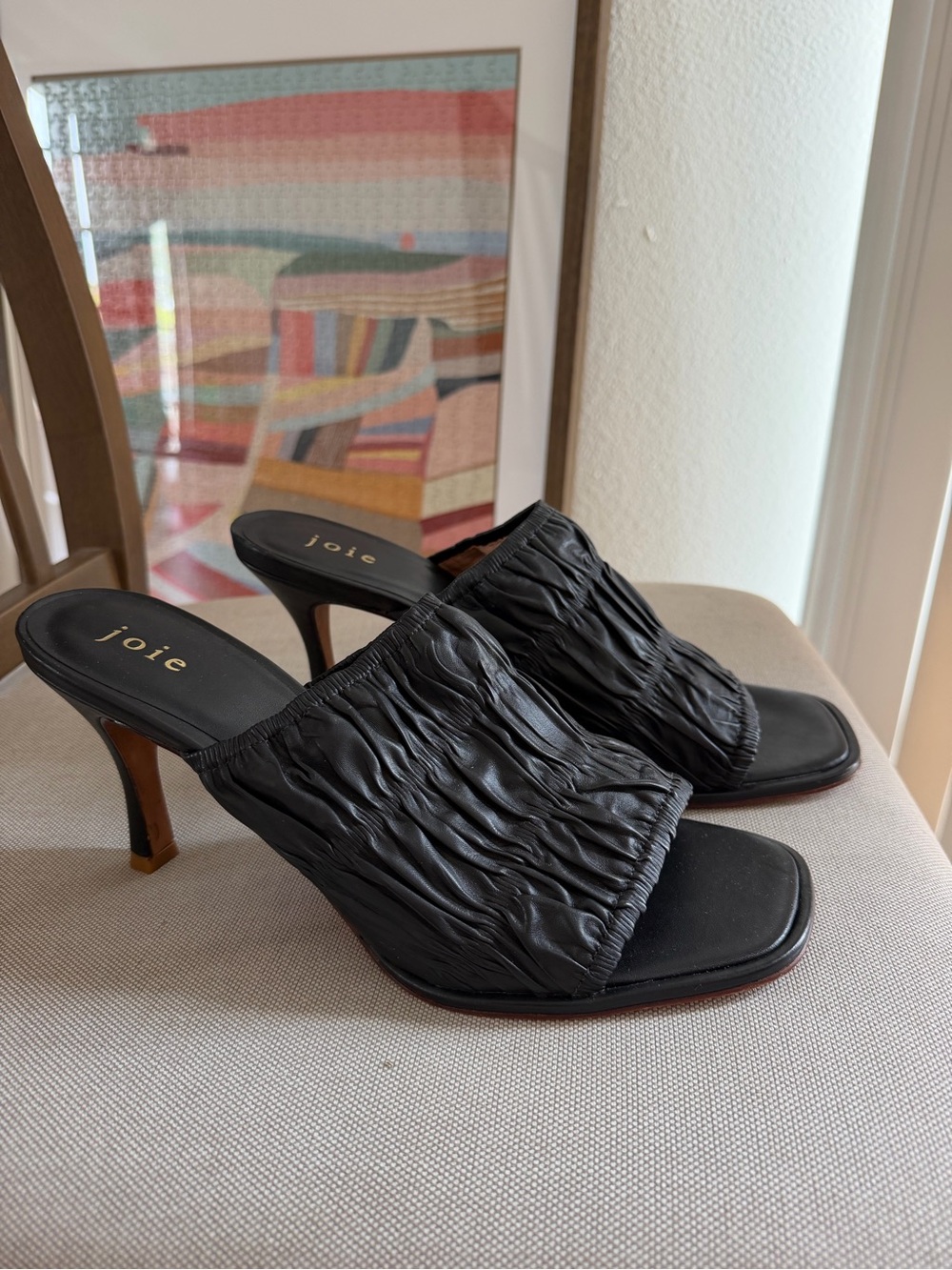 Joie Black Ruched Slide Heels, Size 11